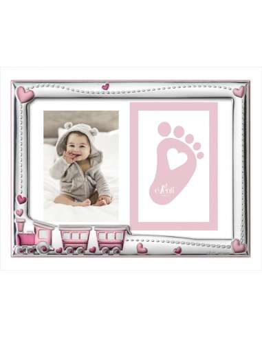 Marco de fotos Infantil con arcilla para imprimir huella del pie o mano de recién nacido (16x21)
