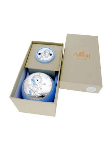 Set Infantil Portachupetes con Pinza Unicornio Azul - Eventi EV3244/01C