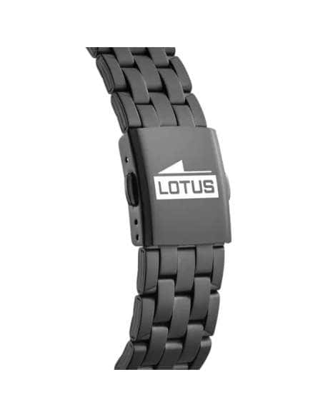 Reloj para Hombre Cronógrafo Negro con Detalles Rosados y Brazalete de Acero