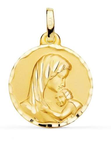 Medalla Virgen con niño oro 18k 20mm 2.1grs