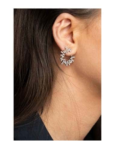 Pendientes para Mujer Baguette Circle en Plata de Ley - Salvatore 112A0274