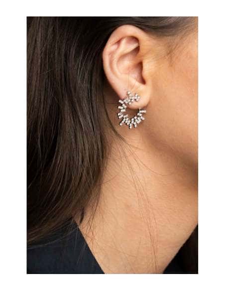 Pendientes para Mujer Baguette Circle en Plata de Ley - Salvatore 112A0274