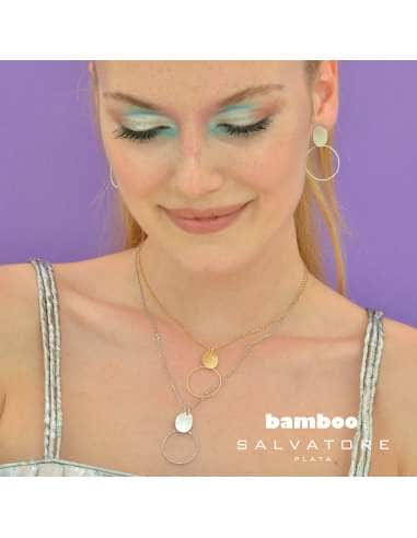 Pendientes para Mujer Óvalo Satinado y Aro Diamantado - Salvatore 203A0294