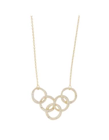 Collar para Mujer chapado en oro satinado con cinco aros y circonitas - Salvatore 259C0007