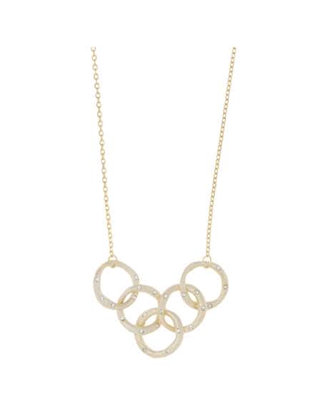 Collar para Mujer chapado en oro satinado con cinco aros y circonitas - Salvatore 259C0007