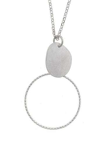 Collar para Mujer de Plata con Círculo Texturizado - Salvatore 203C0060