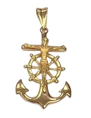 Cruz del Mar Cristo en Mate oro 32x19mm 3.50grms