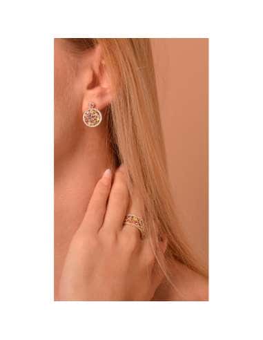 Anillo para Mujer Anillo Plata de Ley Baño Oro y Circonitas Multicolor - Salvatore 211S0174/20