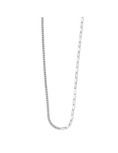 Collar para Mujer Dual Chain en plata de ley rodiada con 78 circonitas -  Lotus LP3270-1/1