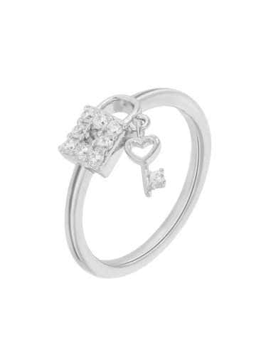 Anillo para Mujer dPlata de Ley y Circonitas con Candado y Llave - D02906/AF14