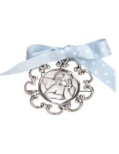 Medallón Infantil Nacimiento de cuna Lazo Azul 7353-1C