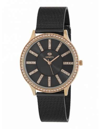 Reloj para Mujer de Acero Negro con Circonitas y Detalles Dorados - Marea B41265/3