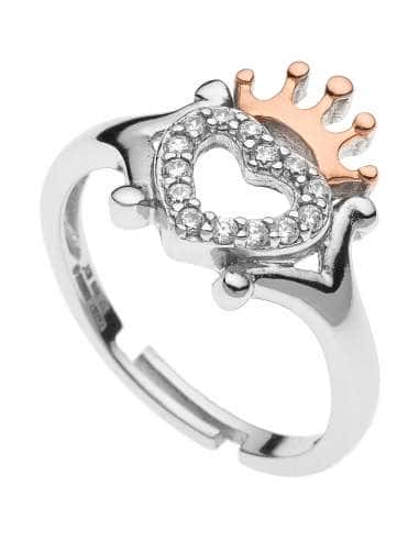 Anillo Universal Corazón con Corona Rosé en Plata de Ley - Disney RS00001TZWL-4.CS