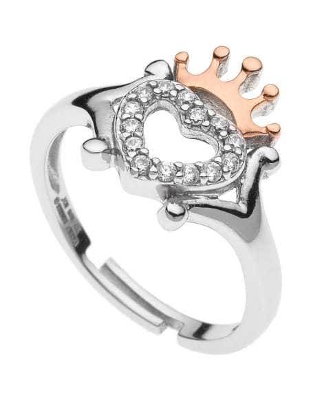 Anillo Universal Corazón con Corona Rosé en Plata de Ley - Disney RS00001TZWL-4.CS