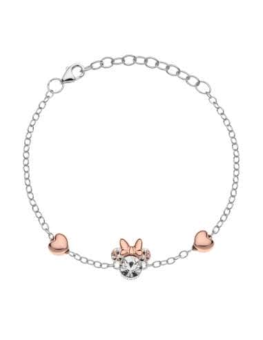 Pulsera Infantil Disney Minnie Mouse en Plata con Cristales y Detalles Rosé - Disney BS00033TRWL-55.CS