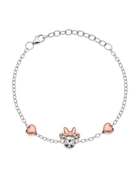 Pulsera Infantil Disney Minnie Mouse en Plata con Cristales y Detalles Rosé - Disney BS00033TRWL-55.CS