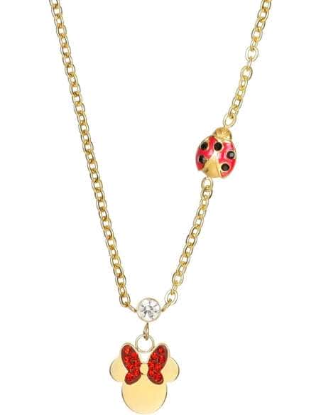 Collar Minnie Mouse con Cristales Rojos y Mariquita de Plata Dorada - Disney N600605YRRL-157.CJ