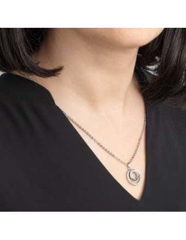 Collar para mujer con colgante dos circulos con circonitas - Lotus LS2180-1/1