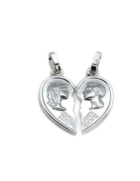 Colgante Unisex de Plata “Juntos por Siempre” Corazón divisible - Plata 925