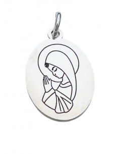 Colgante para Mujer Ovalado de Plata con Grabado de la Virgen Niña - Plata 925