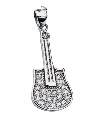 Colgante de plata con forma Guitarra electrica con circonitas