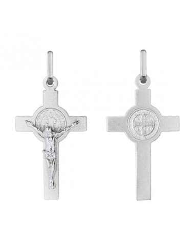 Colgante Cruz con la medalla de San Benito de plata - Plata 925