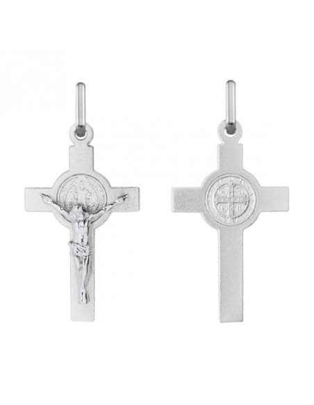 Colgante Cruz con la medalla de San Benito de plata - Plata 925