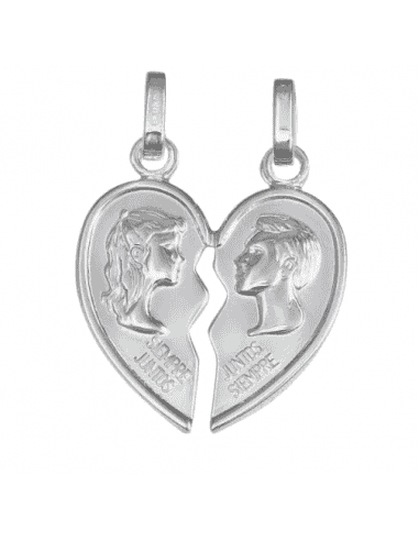 Colgante Unisex de Plata “Juntos por Siempre” Corazón divisible - Plata 925
