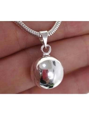 Colgante para Mujer de Plata Llamador de Ángel Bola Lisa - Plata 925
