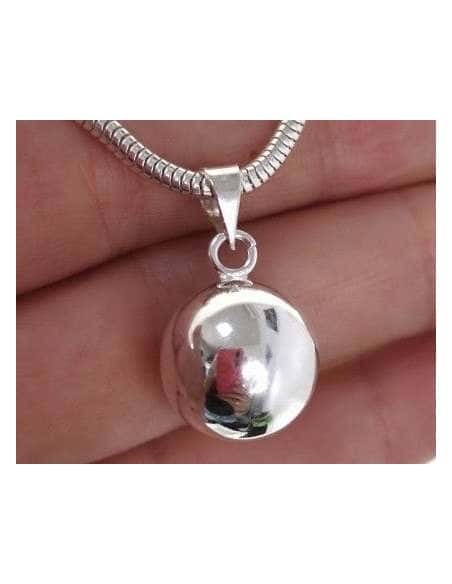 Colgante para Mujer de Plata Llamador de Ángel Bola Lisa - Plata 925