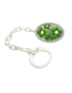 Pinza Infantil Chupete Flores Verdes - Global Argenti 010ARP