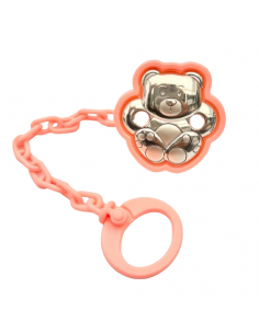 Pinza Infantil Chupete Oso Rosa - Global Argenti 9009R