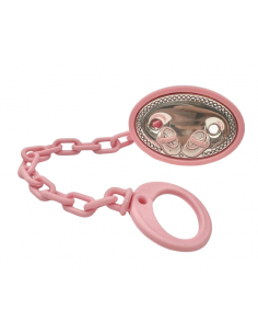 Pinza Infantil Chupete Patucos Rosa - Global Argenti 46615/05R (Grabado incluido)