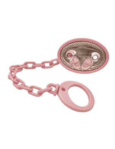Pinza Infantil Chupete Patucos Rosa - Global Argenti 46615/05R (Grabado incluido)