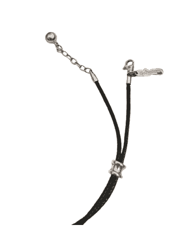 Collar para Mujer Colgante Rectangular de Plata de Ley con Esmalte Negro – Salvatore 06965