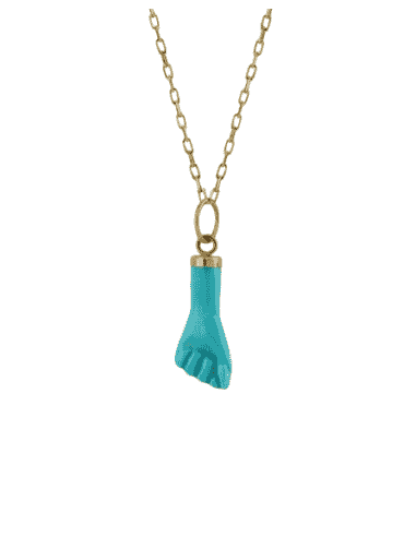 Colgante Puño Turquesa Azul de Oro - Oro Amarillo 18k