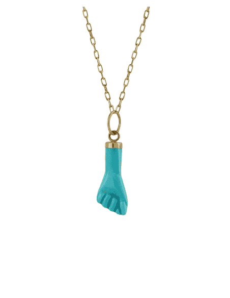 Colgante Puño Turquesa Azul de Oro - Oro Amarillo 18k