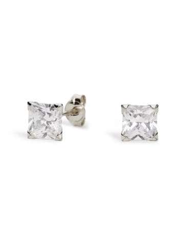 Pendientes Unisex oro 18K piedra cuadrada (8x8mm)