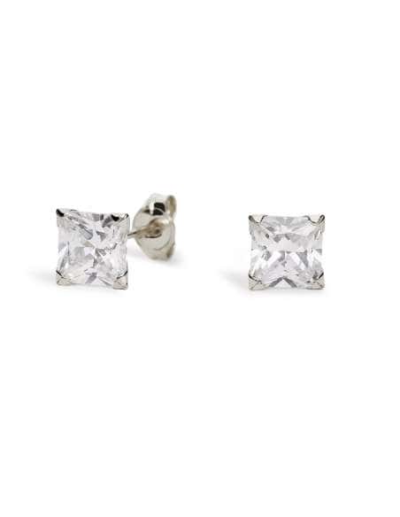 Pendientes Unisex oro 18K piedra cuadrada (8x8mm)