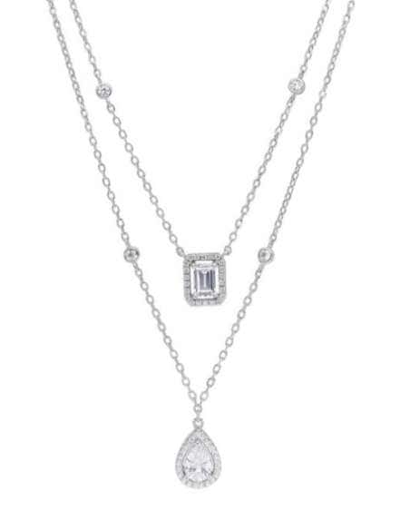 Collar para Mujer de Plata doble cadena con circonitas en forma de lágrima y baguette - Marea D02207/AF
