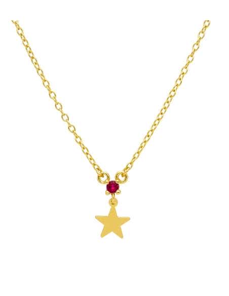 Collar para Mujer Plata de ley chapada en oro mini estrella con circonita fucsia - Marea D02007/BH