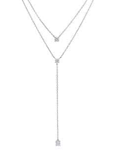 Collar para Mujer largo con doble cadena y tres circonitas en el centro - Marea D02207/AM
