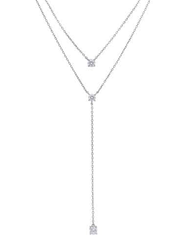 Collar para Mujer largo con doble cadena y tres circonitas en el centro - Marea D02207/AM