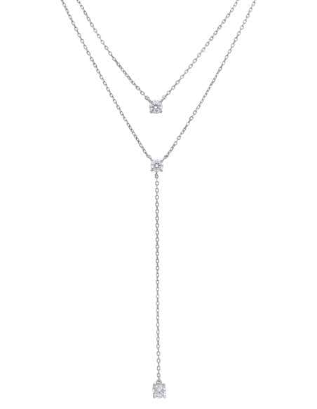 Collar para Mujer largo con doble cadena y tres circonitas en el centro - Marea D02207/AM