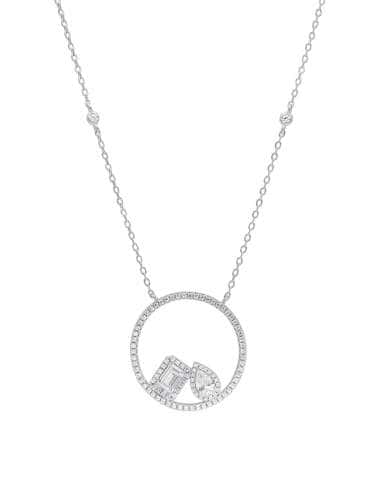 Collar para Mujer con colgante redondo con circonitas en forma lagrima y baguette - Marea D02207/AC