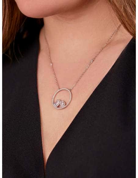 Collar para Mujer con colgante redondo con circonitas en forma lagrima y baguette - Marea D02207/AC