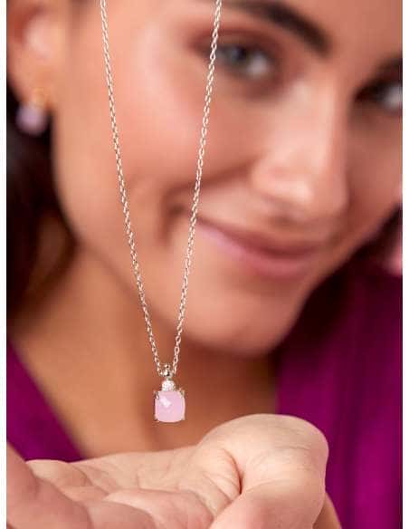 Collar para Mujer de Plata de ley con colgante quarzo rosa circonitas - Marea D03507/AS