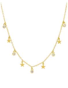Collar para Mujer plata de lay Chapada en oro colgantes estrella y chatones circonitas - Marea D02007/BO