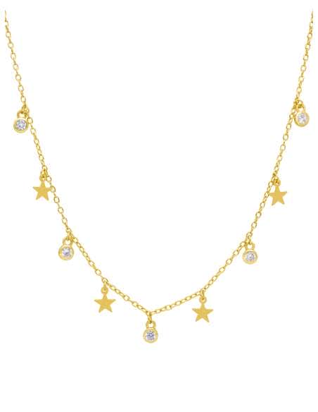 Collar para Mujer plata de lay Chapada en oro colgantes estrella y chatones circonitas - Marea D02007/BO