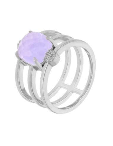 Anillo para Mujer Cristal Lavanda y Circonitas en Plata de Ley Rodio - Marea D03506/AT18